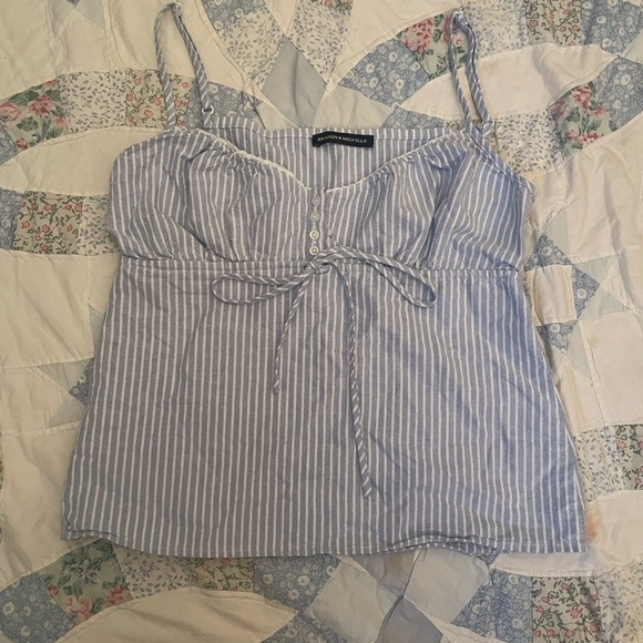 Brandy Melville Tops - Brandy Melville Light Blue Striped Babydoll Top